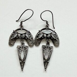 Vintage Tribal Mother of Pearl Sterling Silver Earrings